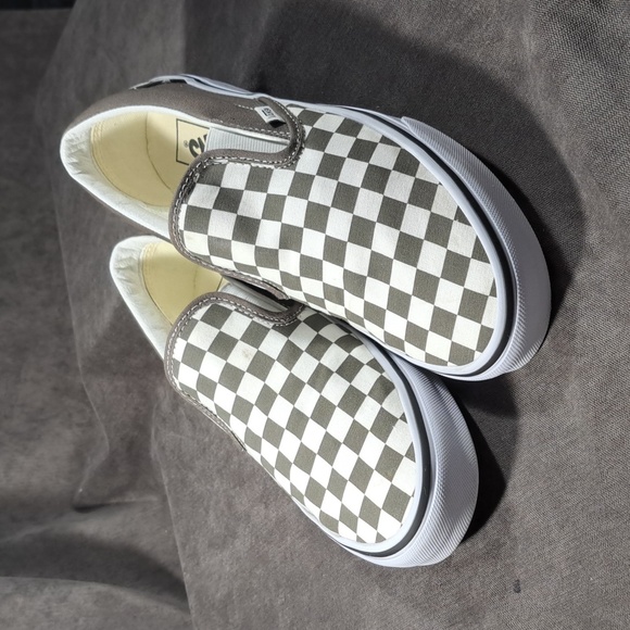 Vans Other - Vans Checkerboard Slip-On Sneakers in White and Gray